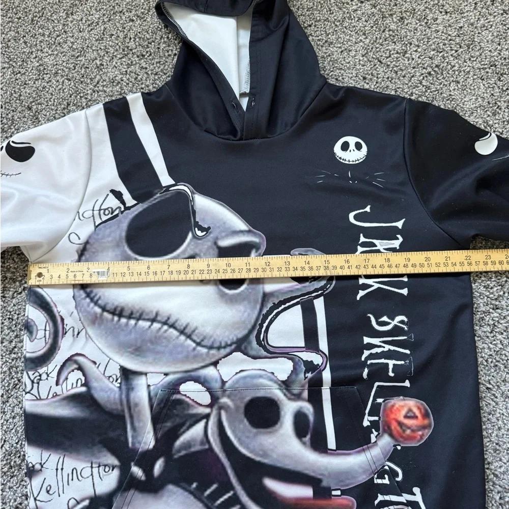 Jack Skellington Men's Hoodie‎ Black White Size Small Nightmare Before Christmas - Picture 9 of 9
